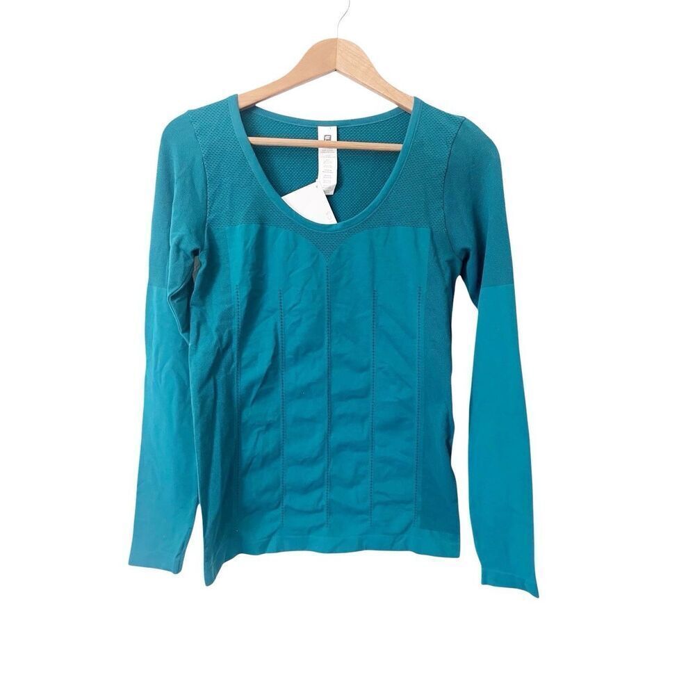 Fabletics Baltic Teal Delta Seamless Long Sleeve Athletic‎ Top NWT Medium
